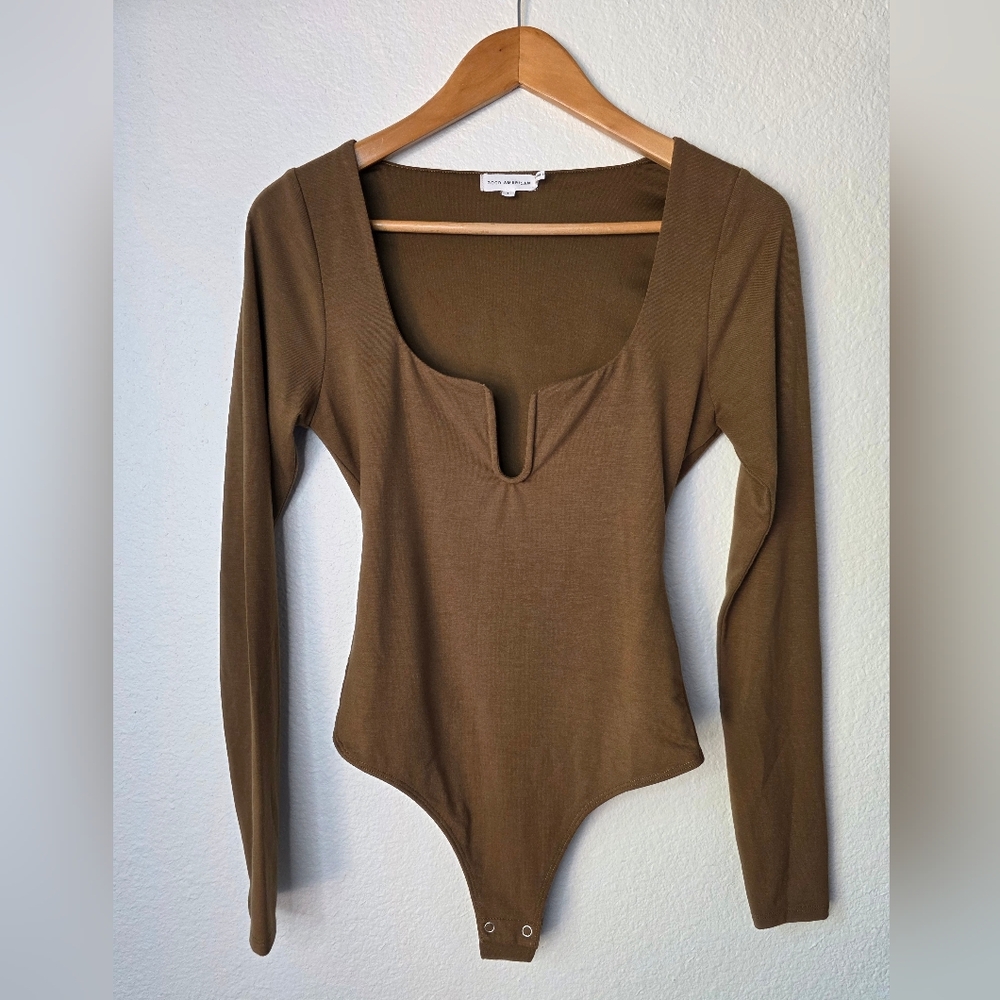 Good American U Ring Bodysuit, Brown, Size 1